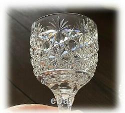 5 Antique ABP Brilliant Period Cut Glass Wine Stems RUSSIAN CLEVELAND Star & Hob