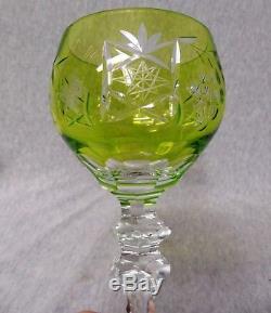 5 Czech Bohemian Crystal Cut to Clear Long Stem Wine Hock Glasses m645