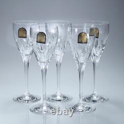 5 DaVinci Cut Crystal Vorno 3 oz Small Wine Glasses 6.25 Tall Signed Italy