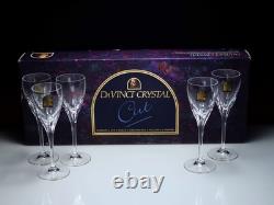 5 DaVinci Cut Crystal Vorno 3 oz Small Wine Glasses 6.25 Tall Signed Italy
