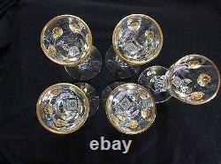 5 GOLD ENCRUSTED TIFFIN PALAIS VERSAILLES Cut Crystal Cordial Glasses
