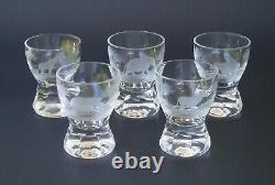 5 Kenyan-African by QUEEN LACE Cordial / Shot Glass Cut Crystal Safari Animals