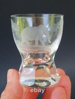 5 Kenyan-African by QUEEN LACE Cordial / Shot Glass Cut Crystal Safari Animals