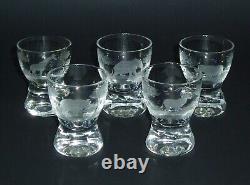 5 Kenyan-African by QUEEN LACE Cordial / Shot Glass Cut Crystal Safari Animals