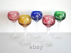5 Nachtmann Traube Cut to Clear Crystal 8 1/8 Tall Hock Wine Glasses