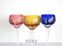5 Nachtmann Traube Cut to Clear Crystal 8 1/8 Tall Hock Wine Glasses