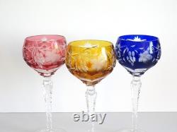 5 Nachtmann Traube Cut to Clear Crystal 8 1/8 Tall Hock Wine Glasses
