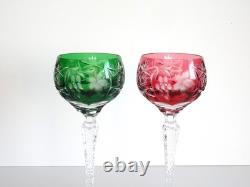 5 Nachtmann Traube Cut to Clear Crystal 8 1/8 Tall Hock Wine Glasses