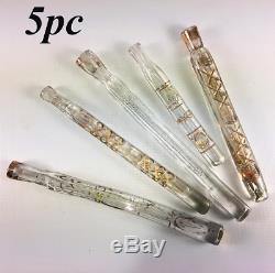 5 RARE c. 1650-1700 French Cut Crystal Perfume Scent Bottle, Lay Down Tubes