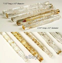 5 RARE c. 1650-1700 French Cut Crystal Perfume Scent Bottle, Lay Down Tubes