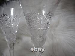 5 Rare Vintage Cut Crystal Queens Lace 9.5 Tall Flare Trumpet Champagne Glasses