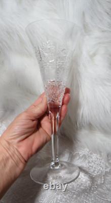 5 Rare Vintage Cut Crystal Queens Lace 9.5 Tall Flare Trumpet Champagne Glasses