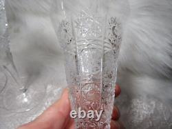 5 Rare Vintage Cut Crystal Queens Lace 9.5 Tall Flare Trumpet Champagne Glasses