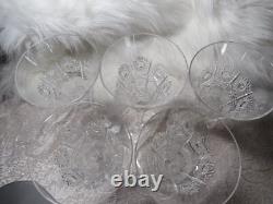 5 Rare Vintage Cut Crystal Queens Lace 9.5 Tall Flare Trumpet Champagne Glasses