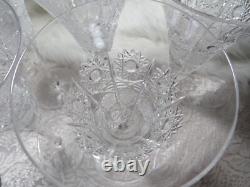 5 Rare Vintage Cut Crystal Queens Lace 9.5 Tall Flare Trumpet Champagne Glasses