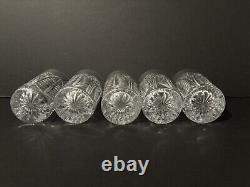 (5) Tiffany & Co. Cut Leaves Crystal Glass Highball Tumbler Drinking Glasses