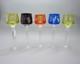 5 Vintage Bohemia Cut-To-Clear Traube Crystal Hock Wine Glasses