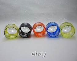 5 Vintage Bohemia Cut-To-Clear Traube Crystal Hock Wine Glasses