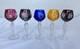 (5) Vintage Bohemian Cut Crystal Cordial Stem Glasses 5 Colored Glass