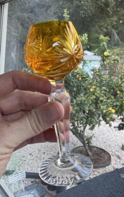 (5) Vintage Bohemian Cut Crystal Cordial Stem Glasses 5 Colored Glass