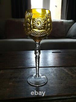 5 Vintage Bohemian Polish Cut to Clear Lead Crystal Wine Hock Glasses exquisite