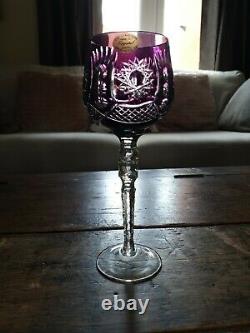 5 Vintage Bohemian Polish Cut to Clear Lead Crystal Wine Hock Glasses exquisite