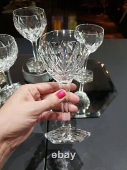 (5) Wine Water goblets Glasses 6 Crystal Val Saint lambert Siebel Fantaisie cut