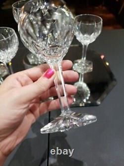 (5) Wine Water goblets Glasses 6 Crystal Val Saint lambert Siebel Fantaisie cut