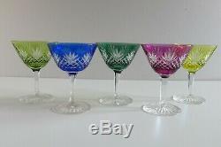 5 x ANTIQUE VICTORIAN CUT TO CLEAR CRYSTAL SHERBET / CHAMPAGNE COUPE GLASSES