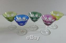 5 x ANTIQUE VICTORIAN CUT TO CLEAR CRYSTAL SHERBET / CHAMPAGNE COUPE GLASSES