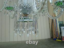 61187 Bohemian 5 arm Crystal Chandlier withwhite & green cut hand painted glass