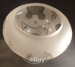 6 1/4 Fitter Astral or Solar Crystal Glass Lamp Shade with Lyre Design Cut