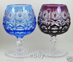 (6) Ajka Brandy Cognac Liqueur Glasses, Cased Cut To Clear Crystal, Nib