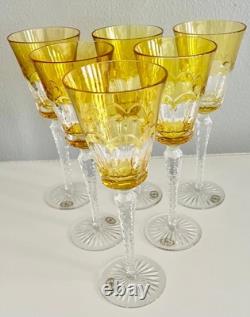 6 Ajka Lynn Gold Cased Cut To Clear Crystal 9 1/4 Wine Goblets Store Closing