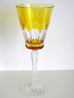 6 Ajka Lynn Gold Cased Cut To Clear Crystal 9 1/4 Wine Goblets Store Closing