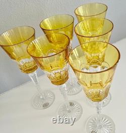 6 Ajka Lynn Gold Cased Cut To Clear Crystal 9 1/4 Wine Goblets Store Closing