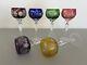 6 Ajka Marsala Cut To Clear Crystal 8 1/4 Multicolor Wine Goblet Glass