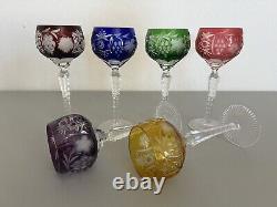 6 Ajka Marsala Cut To Clear Crystal 8 1/4 Multicolor Wine Goblet Glass