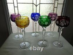 6 Ajka Marsala Cut To Clear Crystal 8 1/4 Multicolor Wine Goblet Glass