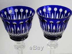 6 Ajka Xenia King Louis Cobalt Blue Cased Cut To Clear Crystal 8 Wine Goblets