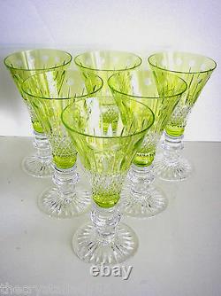 6 Ajka Xenia Lime Paridot Green Cased Cut To Clear 7 Wine Water Champagne Beer