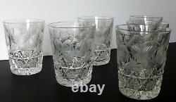 6 American Brilliant Cut Glass Crystal STRAWBERY Tumblers Whiskey Glasses Set