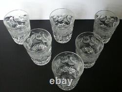 6 American Brilliant Cut Glass Crystal STRAWBERY Tumblers Whiskey Glasses Set