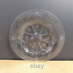 6 Antique Crystal Finger Bowls & Underplates Rock Cut Intaglio Floral Glass