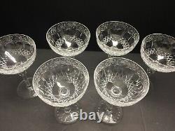 6 Antique Victorian Brilliant Cut Crystal Kosta Sweden Champagne Coupes Glasses