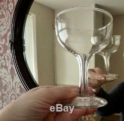 6 Antique Victorian Cut Crystal Hollow Stem Champagne Glasses, h12,8cm