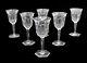 6 Baccarat Crystal Glass Cordial Wine Goblets in Malmaison, Signed Cut Panels