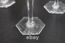 6 Baccarat Crystal Glass Cordial Wine Goblets in Malmaison, Signed Cut Panels