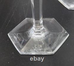 6 Baccarat Crystal Glass Cordial Wine Goblets in Malmaison, Signed Cut Panels