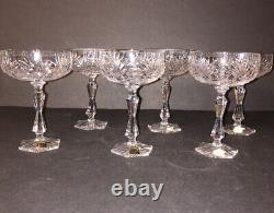 6 Bohemia Hand Cut Lead Crystal Stemmed Champagne Coupe Sherbet Glasses NEW